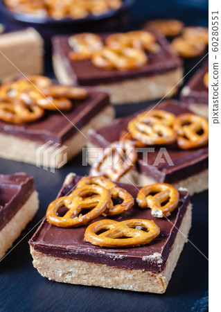 No-Bake Chocolate Peanut Butter Bars, top view No-Bake Chocolate Peanut Butter Bars, top view 60280551