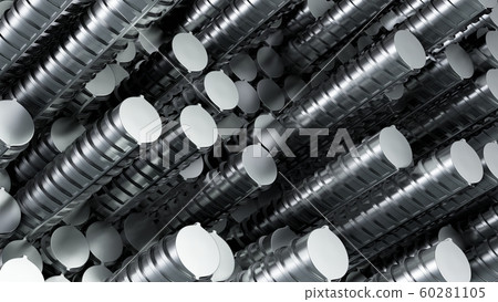 Stainless steel rods in rows. Randomly located 60281105
