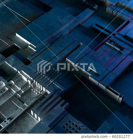 Abstract technological background made of different element printed circuit board and flares. 60281277