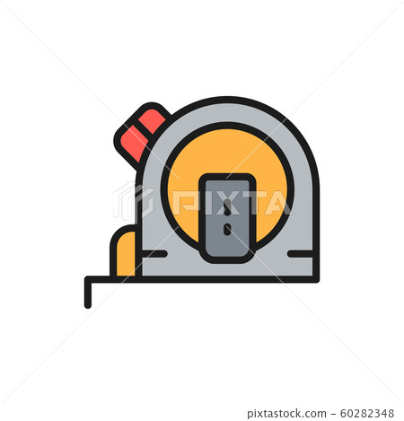 Tape measure, measuring tool, ruler flat color line icon. Tape measure, measuring tool, ruler flat color line icon. 60282348