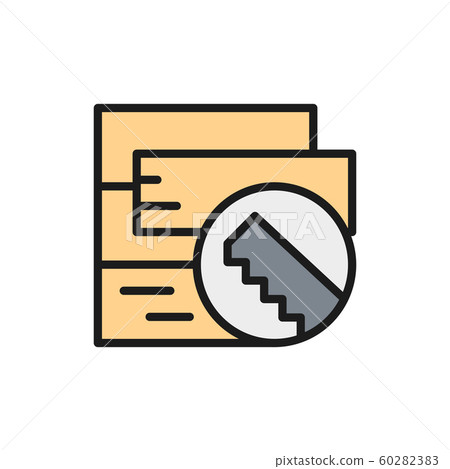 Floorboard, parquet board flat color line icon. Isolated on white background Floorboard, parquet board flat color line icon. Isolated on white background 60282383