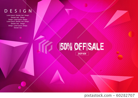 Pink background with a set of triangles and abstract rhombus shape frame Pink background with a set of triangles and abstract rhombus shape frame 60282707
