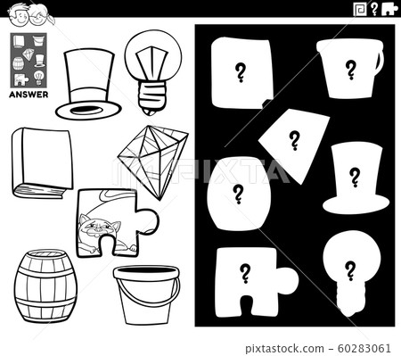 matching shapes game with objects color book 60283061