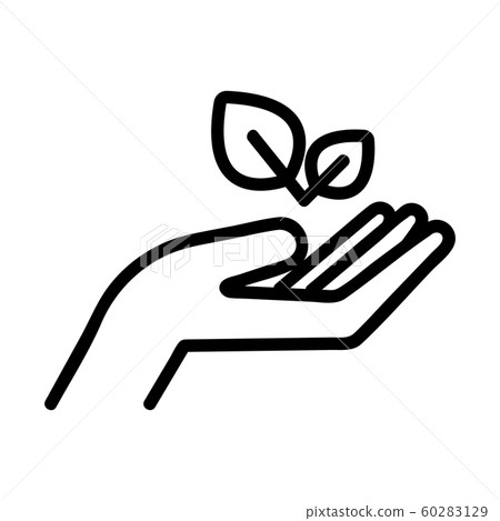 leaf in the hand icon vector. Isolated contour... - Stock Illustration ...