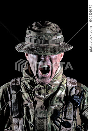 Elite troops angry military soldier clenching teeth 60284673