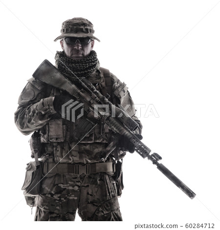 Army special forces soldier isolated studio shoot 60284712