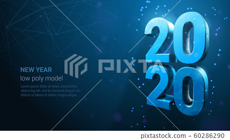 Blue Neon Vector Luxury Text 2020 Happy New Year. 60286290