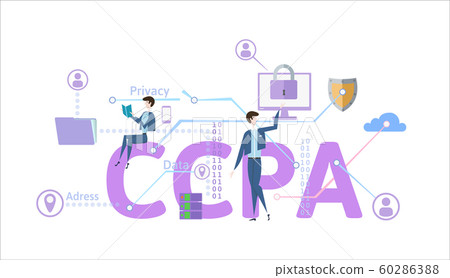 CCPA, California Consumer Privacy Act. USA data security, consumer personal data protection. Concept vector illustration. Flat style. Horizontal. 60286388