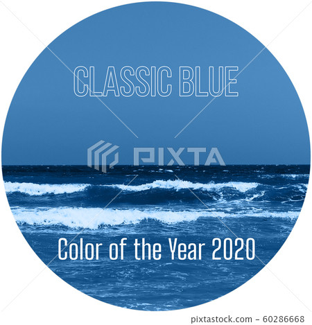Classic Blue color of the year 2020 inscription on a round background. Classic Blue color of the year 2020 inscription on a round background. 60286668