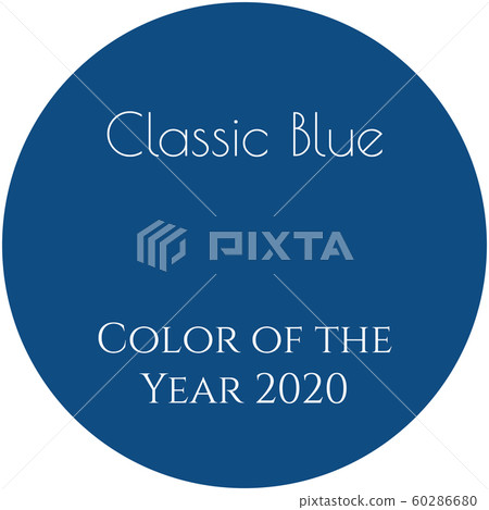 Classic Blue color of the year 2020 inscription on a round background. 60286680