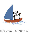 Panda is engaged in sailing. Isolate on a white background. 60286732