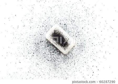 Bar toilet with the addition of activated carbon on a white background, close-up, cleanliness, ingredient Bar toilet with the addition of activated carbon on a white background, close-up, cleanliness, ingredient 60287290