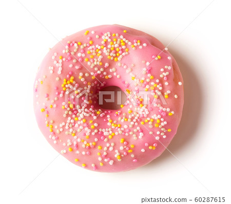 freshly baked donut isolated on white background, top view 60287615