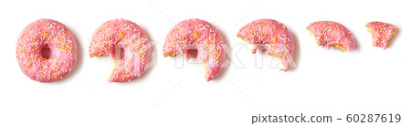freshly baked donut isolated on white background, top view 60287619