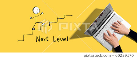 Next level concept with person using laptop 60289170