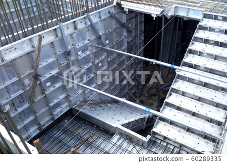 Precast system aluminium formwork used at the construction site as the reusable concrete form-work. It is high durability and can be used repeatedly. Saving time 60289335