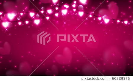 abstract of valentine background with fairy lights hanging on top and producing magic particles are dropping down 60289576