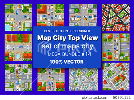 Map city top view set architecture design 60291131