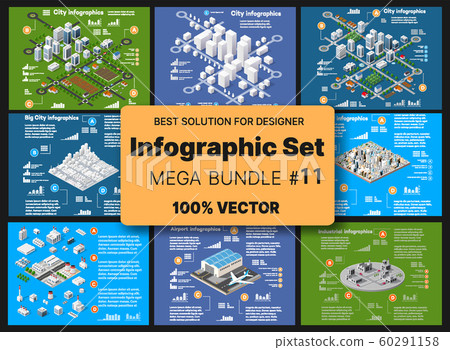 Isometric set infographics concept of blocks 60291158