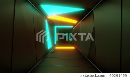highly abstract design tunnel corridor with glowing light patterns 3d illustration wallpaper background 60291469
