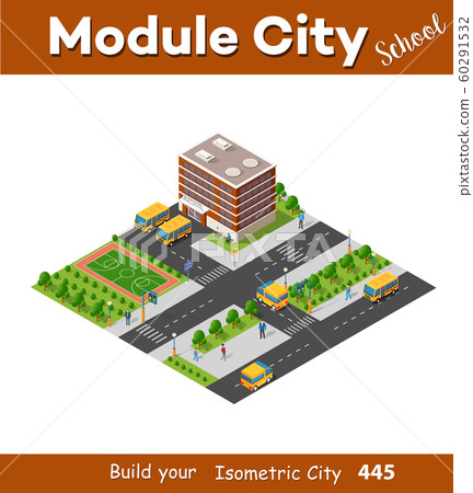 School isometric building study education - Stock Illustration ...