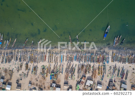 Aerial view of fishing village of Djiffer. Saloum 60292273