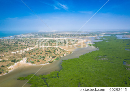 Aerial view of Atlantic coast near Palmarin. 60292445