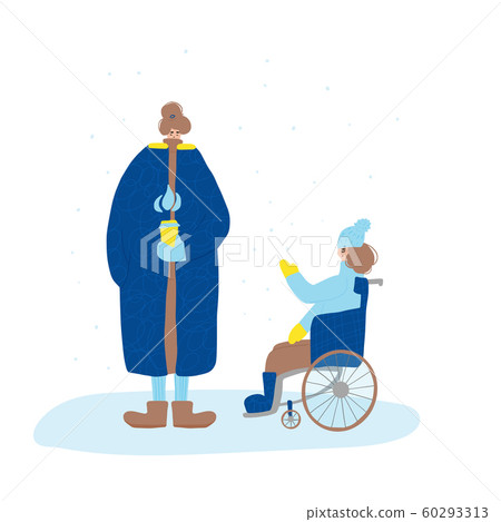 Winter people dressed in warm outdoor clothes. Winter people dressed in warm outdoor clothes. 60293313