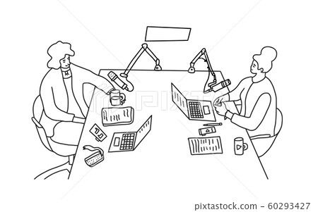 Podcast show studio concept. Vector simple design. 60293427