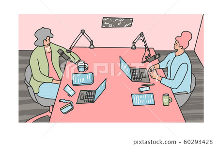 Podcast show studio concept. Vector simple design. Podcast show studio concept. Vector simple design. 60293428