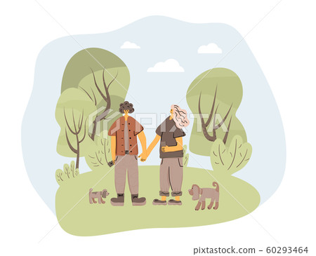 Dog walking. Human rerson with dog. Vector design. 60293464