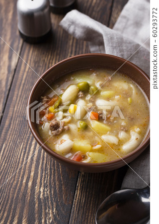 Soup with vegetable and minced meat 60293772