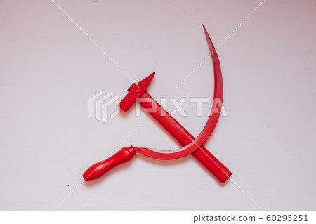 red sickle and hammer symbol of communism in the Soviet Union history of Russia 60295251