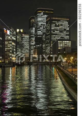Night view of Nakanoshima and Tosabori River in Osaka 60296358