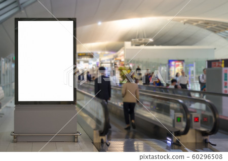 blank advertising billboard at airport background large LCD advertisement	 60296508