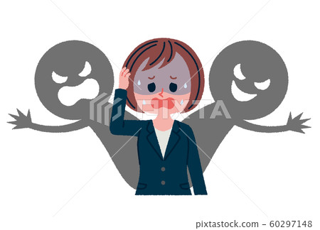 Illustration of female employee worried about relationships 60297148