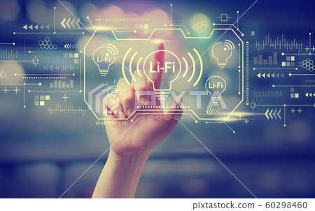 LiFi theme with hand pressing a button 60298460