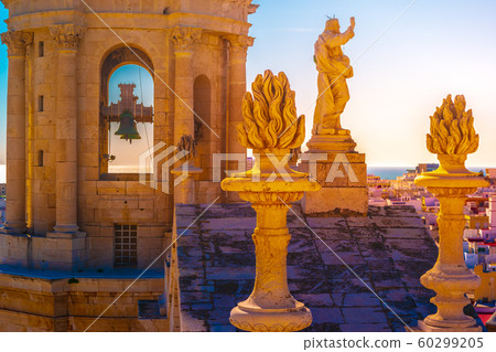 Aerial view of the roofs of Cadiz, Spain, from the Aerial view of the roofs of Cadiz, Spain, from the 60299205