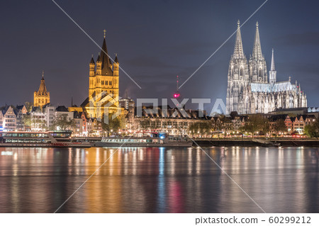 Evening scene over Cologne Koln city with Kolner Evening scene over Cologne Koln city with Kolner 60299212