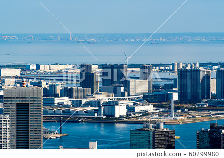 東京重建大廈大廈和東京灣2019.11豐洲市場 東京重建大廈大廈和東京灣2019.11豐洲市場 60299980