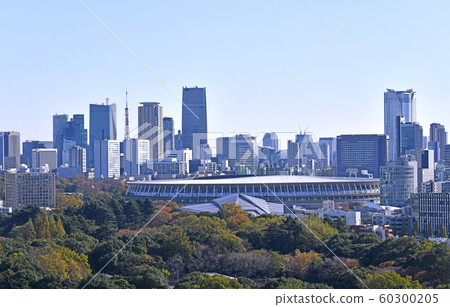 日本東京城市景觀，新城國家體育場等景觀11月30日完成拍攝= 11月30日拍攝 60300205
