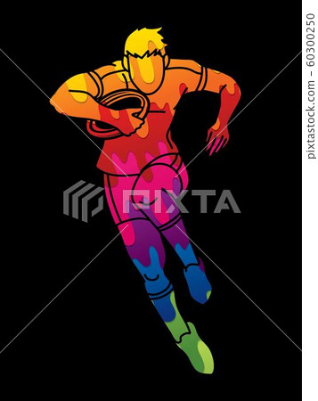 Rugby player action cartoon sport graphic vector. Rugby player action cartoon sport graphic vector. 60300250