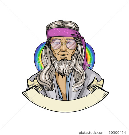 Hand drawn sketch hippie man Hand drawn sketch hippie man 60300434