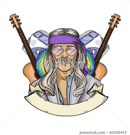 Hand drawn sketch hippie man Hand drawn sketch hippie man 60300457