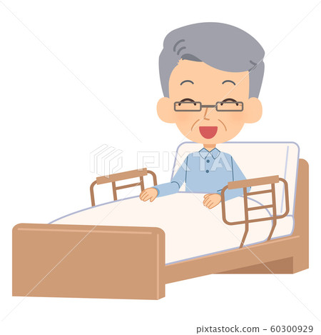 Nursing bed elderly man smiling - Stock Illustration [60300929] - PIXTA