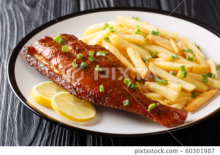 Healthy food fried red perch fish with French Healthy food fried red perch fish with French 60301987