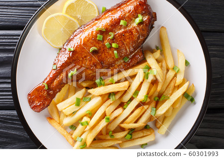 Healthy food fried red perch fish with French Healthy food fried red perch fish with French 60301993