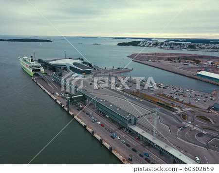 Aerial view of Helsinki harbor landscape 60302659