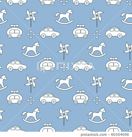 Vector seamless pattern with kids toys Childhood - Stock Illustration ...