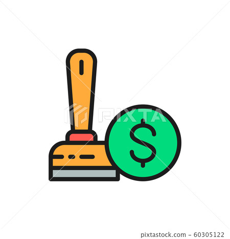 Vector credit approved, stamp, verification flat color line icon. Vector credit approved, stamp, verification flat color line icon. 60305122
